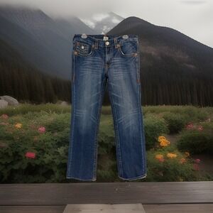 Vtg. True Religion Ricky Super T Jeans Mens 38X34 Blue Straight Flap Pocket READ